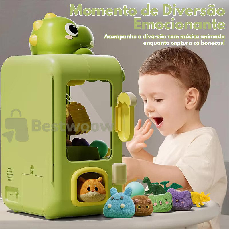 Mini Máquina de Pegar Bichinhos Infantil Dinossauro ou Coelhinho  - com Música, Ajustável