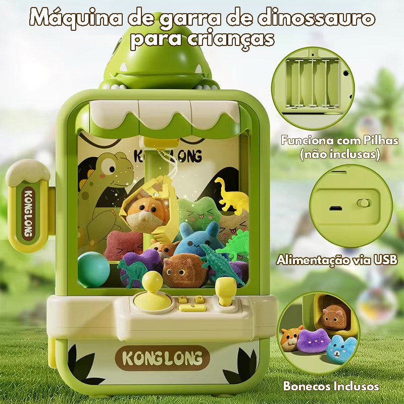 Mini Máquina de Pegar Bichinhos Infantil Dinossauro ou Coelhinho  - com Música, Ajustável