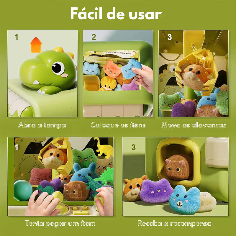 Mini Máquina de Pegar Bichinhos Infantil Dinossauro ou Coelhinho  - com Música, Ajustável