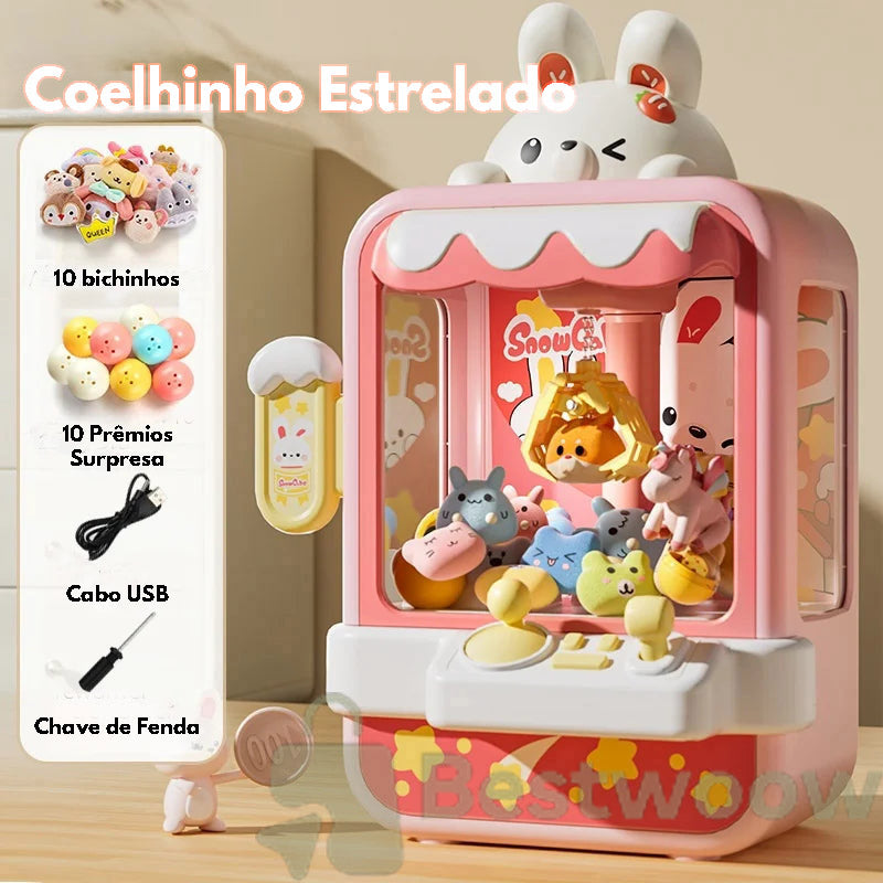 Mini Máquina de Pegar Bichinhos Infantil Dinossauro ou Coelhinho  - com Música, Ajustável