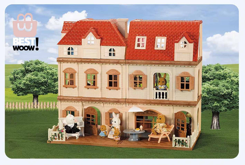 Casa do Bosque - Simulation Kitchen Forest Family Small House Double Three- Story Villa Reindeer  Animal Model Girl Dollhouse Furniture Toy Gifts