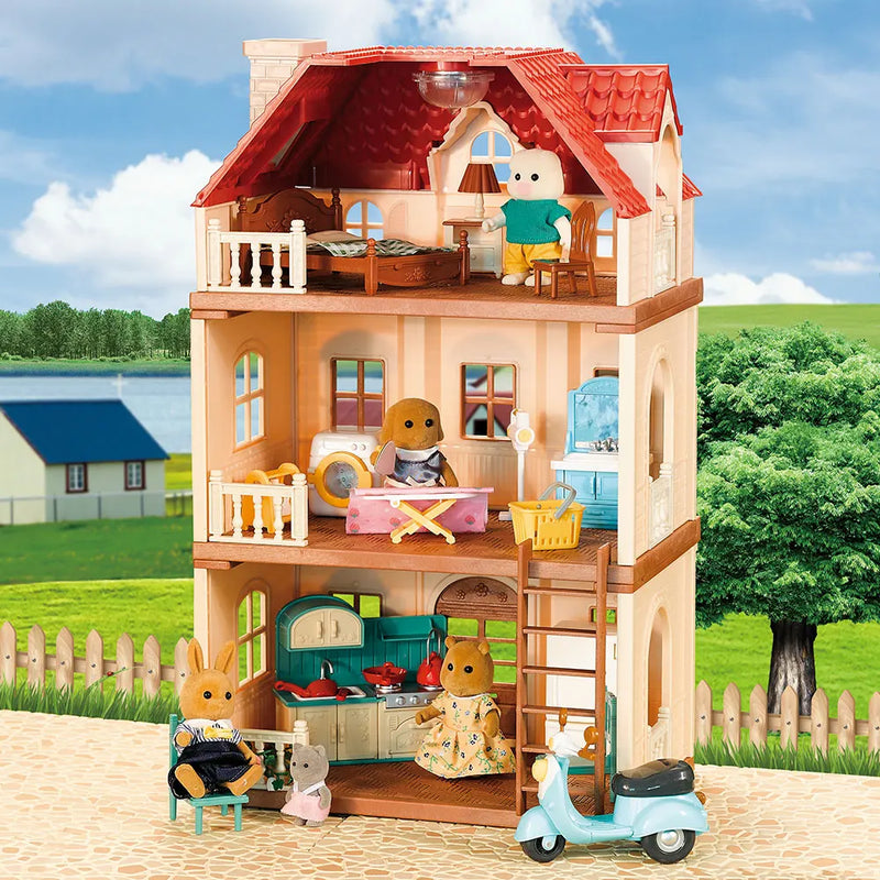 Casa do Bosque - Simulation Kitchen Forest Family Small House Double Three- Story Villa Reindeer  Animal Model Girl Dollhouse Furniture Toy Gifts