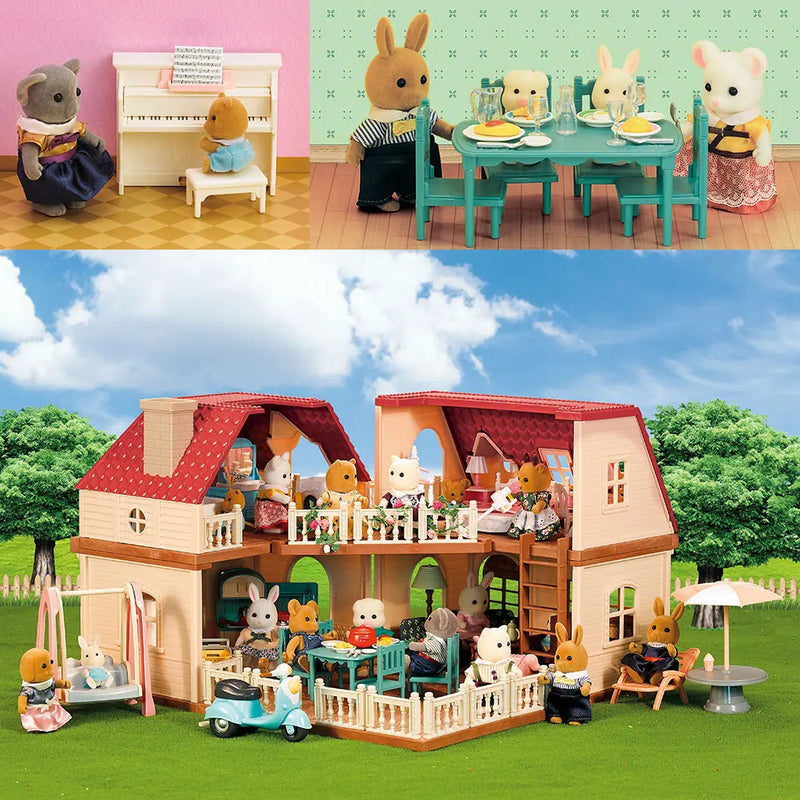 Casa do Bosque - Simulation Kitchen Forest Family Small House Double Three- Story Villa Reindeer  Animal Model Girl Dollhouse Furniture Toy Gifts