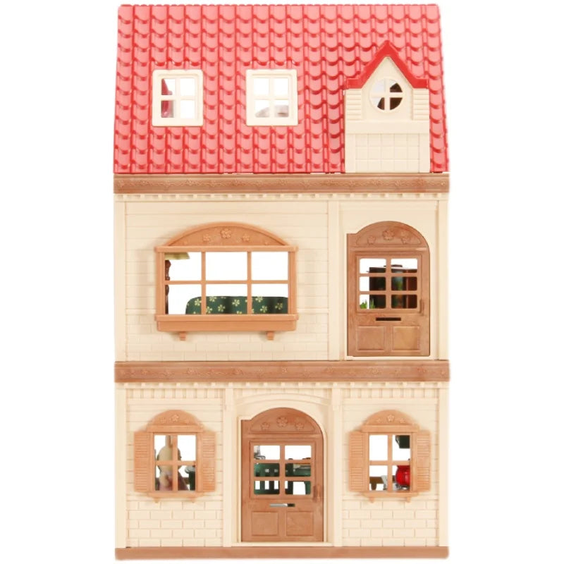 Casa do Bosque - Simulation Kitchen Forest Family Small House Double Three- Story Villa Reindeer  Animal Model Girl Dollhouse Furniture Toy Gifts