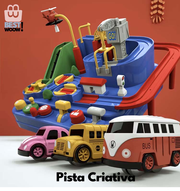 Pista Criativa - Racing Rail Car Model Educational Toys Children Track Adventure Game Brain Mechanical Interactive Train Animals Space Rocket Toy