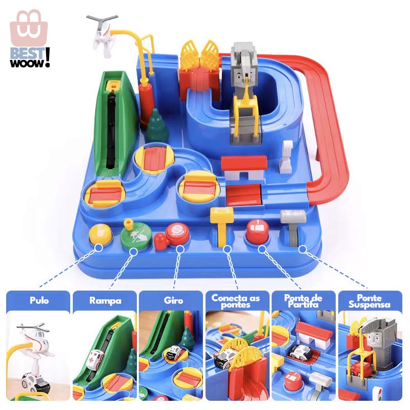 Pista Criativa - Racing Rail Car Model Educational Toys Children Track Adventure Game Brain Mechanical Interactive Train Animals Space Rocket Toy