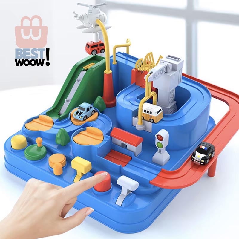 Pista Criativa - Racing Rail Car Model Educational Toys Children Track Adventure Game Brain Mechanical Interactive Train Animals Space Rocket Toy