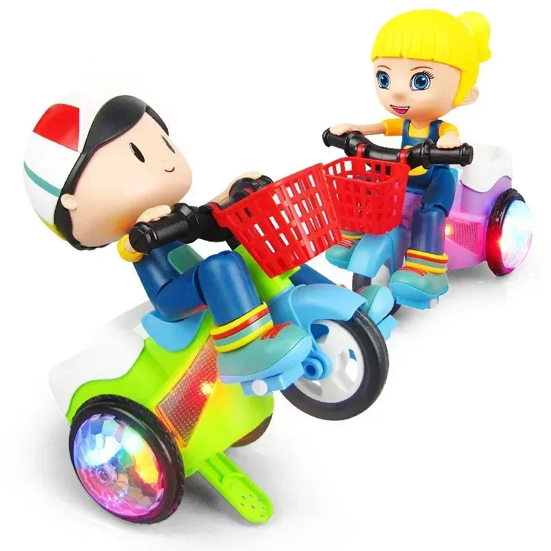 Luminous Pedal Tricycle Toy with 360-Degree Rotation, Music and Stunt Features, Perfect Christmas Gift for Kids