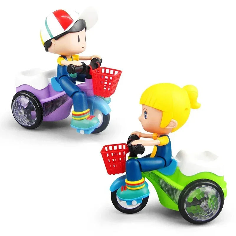 Luminous Pedal Tricycle Toy with 360-Degree Rotation, Music and Stunt Features, Perfect Christmas Gift for Kids