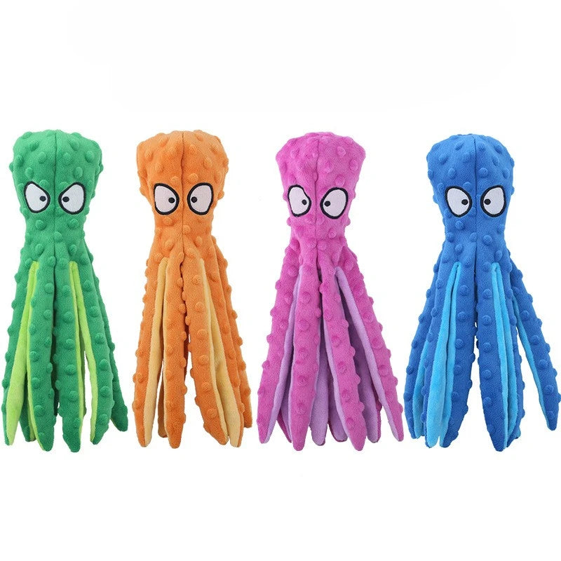 Brinquedo Interativo para Cães Octopus de Pelúcia – Indestrutível, Resistente à Mordida e com Som para Filhotes