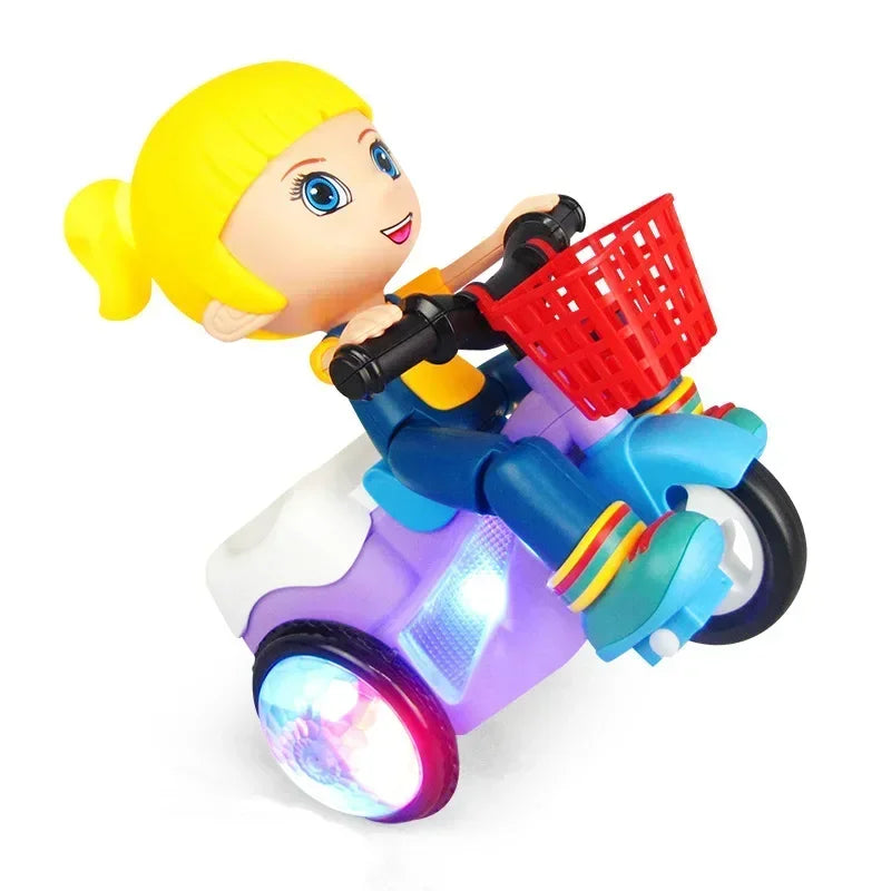 Luminous Pedal Tricycle Toy with 360-Degree Rotation, Music and Stunt Features, Perfect Christmas Gift for Kids