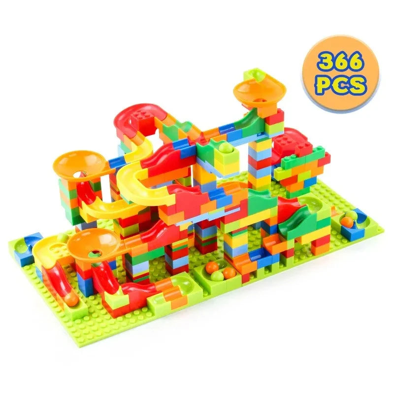 Labirinto de Bolinhas com Bloquinhos Montáveis - Children DIY Creative Bricks Assemble Building Blocks Toys Subsize Marble Race Labyrinth Ball Parent-Child Interaction Toys