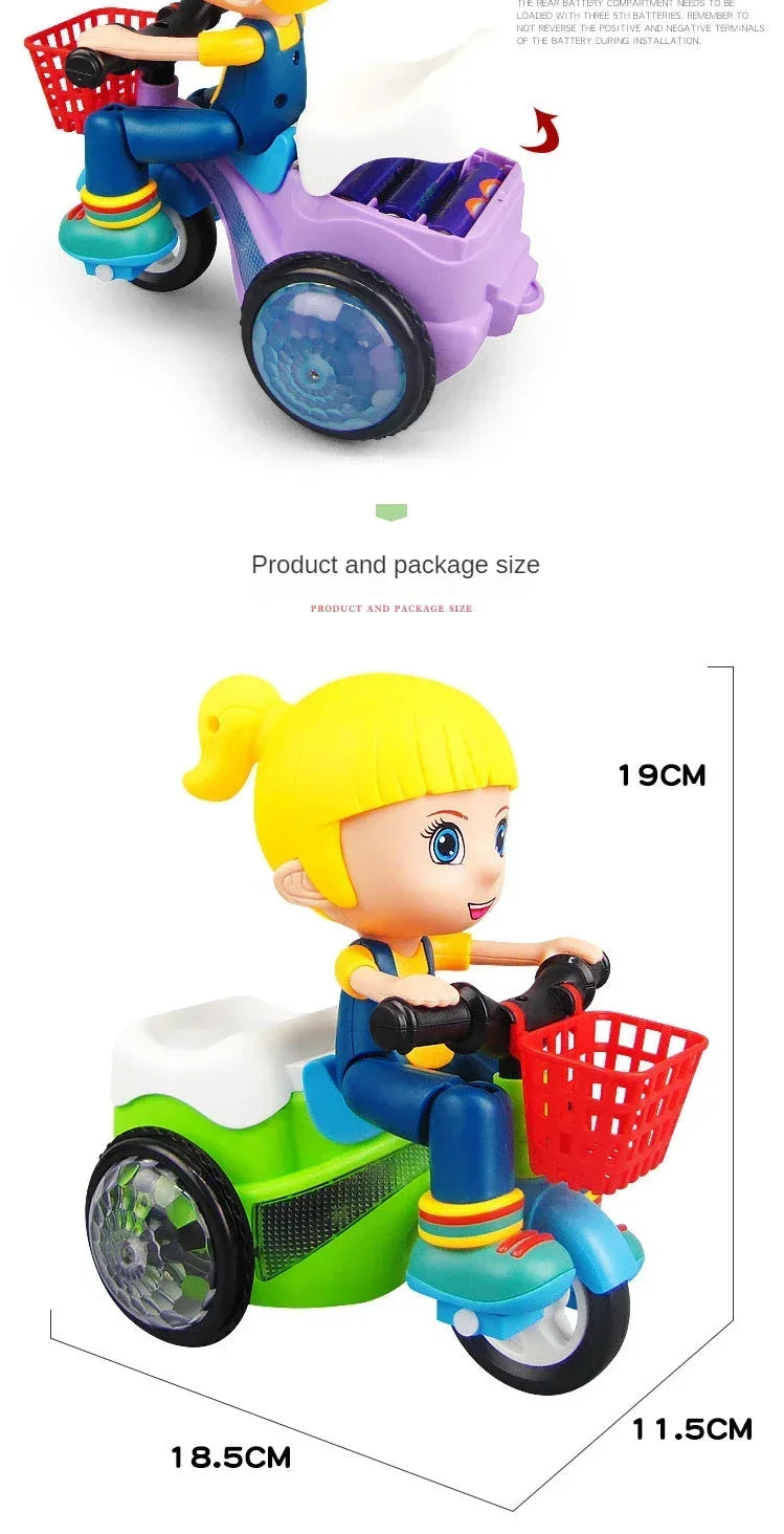 Luminous Pedal Tricycle Toy with 360-Degree Rotation, Music and Stunt Features, Perfect Christmas Gift for Kids