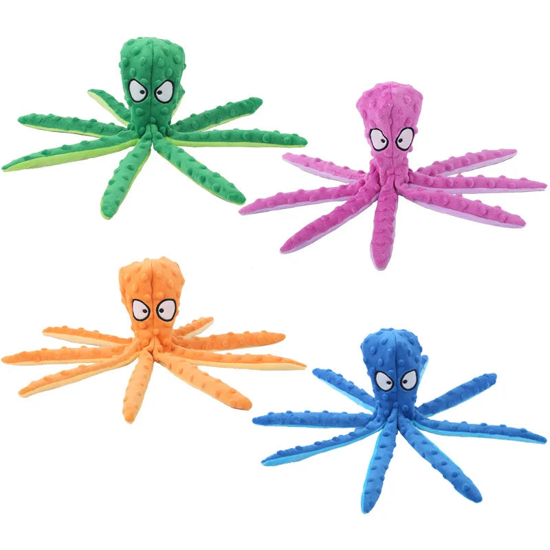 Brinquedo Interativo para Cães Octopus de Pelúcia – Indestrutível, Resistente à Mordida e com Som para Filhotes