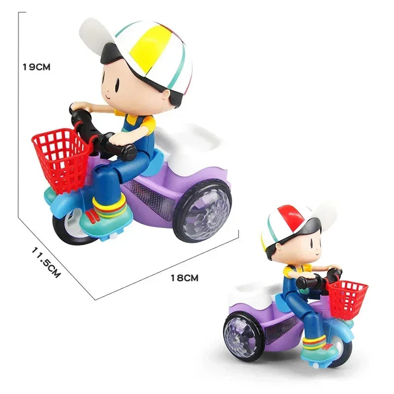 Luminous Pedal Tricycle Toy with 360-Degree Rotation, Music and Stunt Features, Perfect Christmas Gift for Kids