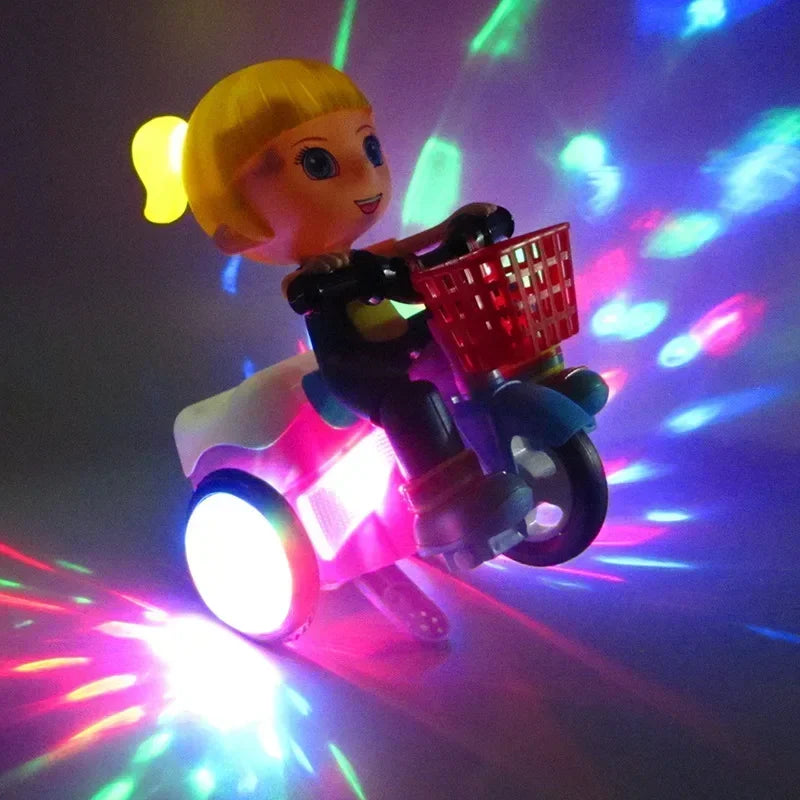 Luminous Pedal Tricycle Toy with 360-Degree Rotation, Music and Stunt Features, Perfect Christmas Gift for Kids