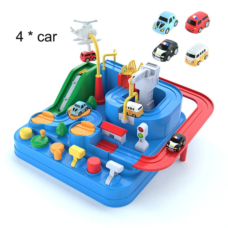 Pista Criativa - Racing Rail Car Model Educational Toys Children Track Adventure Game Brain Mechanical Interactive Train Animals Space Rocket Toy