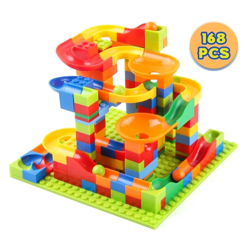 Labirinto de Bolinhas com Bloquinhos Montáveis - Children DIY Creative Bricks Assemble Building Blocks Toys Subsize Marble Race Labyrinth Ball Parent-Child Interaction Toys