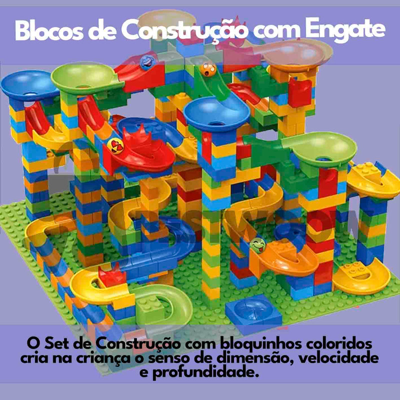 Labirinto de Bolinhas com Bloquinhos Montáveis - Children DIY Creative Bricks Assemble Building Blocks Toys Subsize Marble Race Labyrinth Ball Parent-Child Interaction Toys