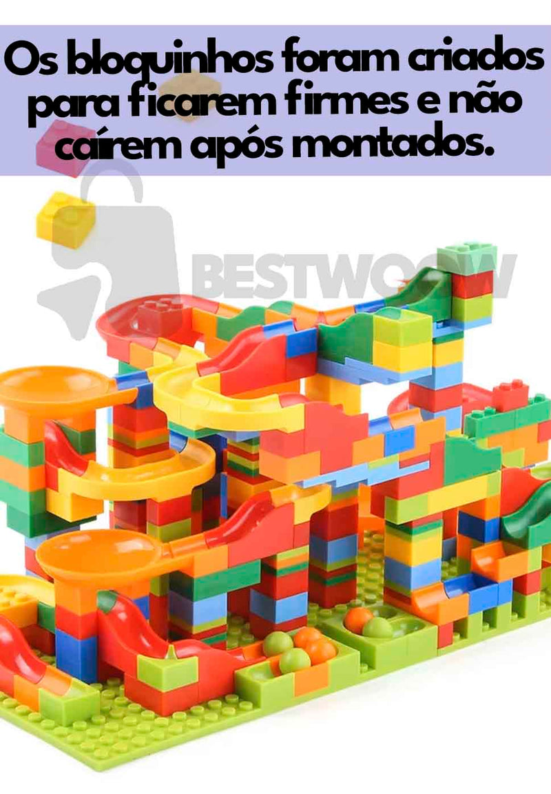 Labirinto de Bolinhas com Bloquinhos Montáveis - Children DIY Creative Bricks Assemble Building Blocks Toys Subsize Marble Race Labyrinth Ball Parent-Child Interaction Toys