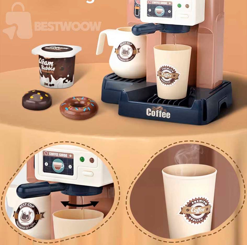 Cafeteria Divertida - Coffee Machine Toy Set Kitchen Toys Simulation Food Bread Coffee Cake Pretend Play Shopping Cash Register Toys For Kids